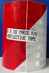 8.08.05   6"X10 yd. Red/White Reflective Tape