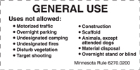 8.01.14D  General Use  Uses not allowed: ... [decal for use with 8.01.14A]