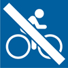 8.04.24CX  [no bicycle non-motorized trail use symbol] 3"x3" decal blue/white