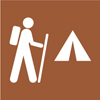 8.02.26J  [decal: person wearing backpack walking and tent - backpack campsite rec use symbol]