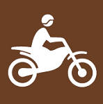 8.04.22CS  [O.H.M. Off-highway motorcycle - trail use symbol] 12"x12" sign brown/white
