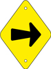 8.04.08C  [directional arrow symbol]  9" x 12" or 12" x 18", black symbol on yellow or orange backg
