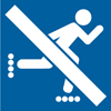 8.04.24EX  [no in-line skating non-motorized trail use symbol] 3"x3" decal blue/white