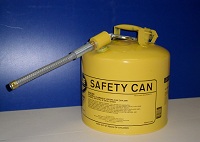 Safety Gas Can, Diesel, 5 gal w/spout, 1” flex hose