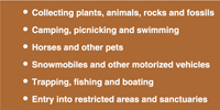 8.02.05C  [decal: alternate rule list not banning dogs, and hunting]