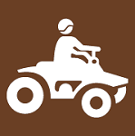 8.04.22BIS  [A.T.V. All Terrain Vehicle - trail use symbol] 12"x12" sign brown/white