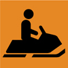 8.04.22AS  [snowmobile - trail use symbol] 12"x12" poly plastic sign orange/black
