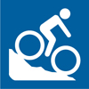 8.04.24D  [mountain bike non-motorized trail use symbol] 3"x3" decal blue/white