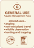 8.02.64A  General Use Aquatic Management Area  allowed uses ... * hunting and trapping