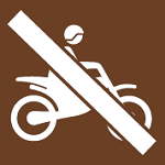 8.04.22CX  [no O.H.M. Off-highway motorcycle - trail use symbol] 3"x3" decal brown/white