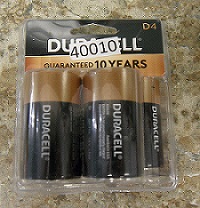Alkaline Battery - D Cell Duracell - 4 pack
