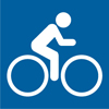 8.04.24C  [bicycle non-motorized trail use symbol] 3"x3" decal blue/white