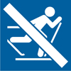 8.04.24GX  [no cross country skiing non-motorized trail use symbol] 3"x3" decal blue/white