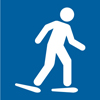 8.04.24F  [snowshoeing non-motorized trail use symbol] 3"x3" decal blue/white