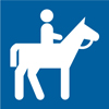 8.04.24B  [horseback non-motorized trail use symbol] 3"x3" decal blue/white