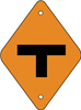 8.04.08B  T junction symbol]  9" x 12" or 12" x 18", black symbol on yellow or orange background, p
