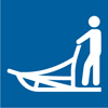 8.04.24H  [dog sledding non-motorized trail use symbol] 3"x3" decal blue/white