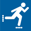 8.04.24E  [in-line skating non-motorized trail use symbol] 3"x3" decal blue/white