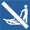 8.04.24HX  [no dog sledding non-motorized trail use symbol] 3"x3" decal blue/white