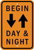8.04.37B  Begin [arrows for two-way snowmobile traffic] Day & Night