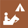 8.02.26E  [decal: person riding horse and tent - equestrian recreational use symbol]