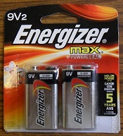Alkaline Battery - 9 Volt Energizer 2 pack