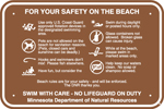8.02.34B  For Your Safety on the Beach ... [beach rules] 36" x 24",  white text on brown background,