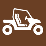 8.04.22BIIS  [A.T.V. All Terrain Vehicle - trail use symbol] 12"x12" sign brown/white
