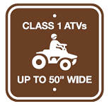 8.04.22F [Class 1 ATVs, up to 50" wide] 12"x12" sign brown/white
